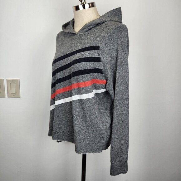 Sundry Pullover Diagonal‎ Stripe Hoodie Womens M (2) Gray French Terry Comfort - Picture 2 of 10